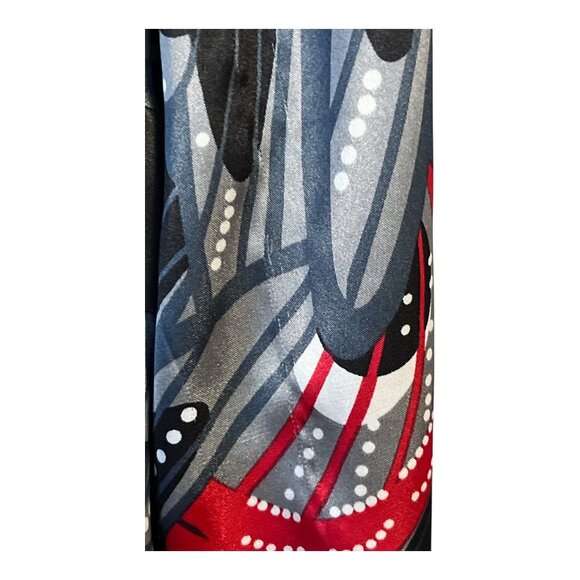 AGB Women’s XL Tunic Blouse | Red Black Gray Abstract Floral Print | Side Zip | - Picture 5 of 6